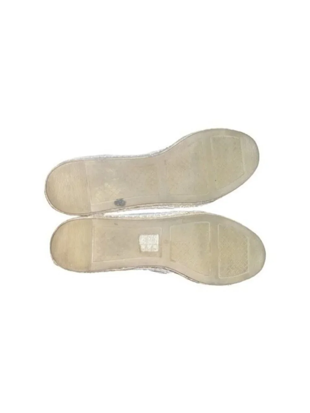 Tory Burch Weston Flat Espadrille Natural Canvas Black/Beige Logo Shoes Size 9